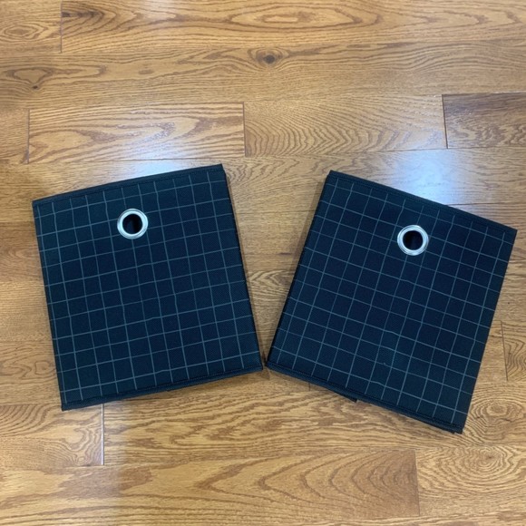 2 x 11” Fabric Bin, black checkered - Picture 4 of 5
